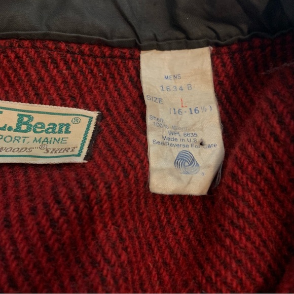 LL Bean men’s L Dark Red Button-Up Shirt Jacket, 100 % wool, vintage, outdoor - Picture 6 of 12